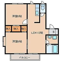 スポーツパークサイド三恵3 2LDKの間取図画像
