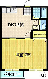 ベルゾーネカワタニ 1DKの間取図画像