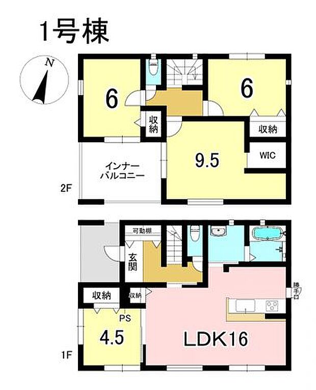 1号棟　4LDK+S　土地面積200.64m2　建物面積110.97m2