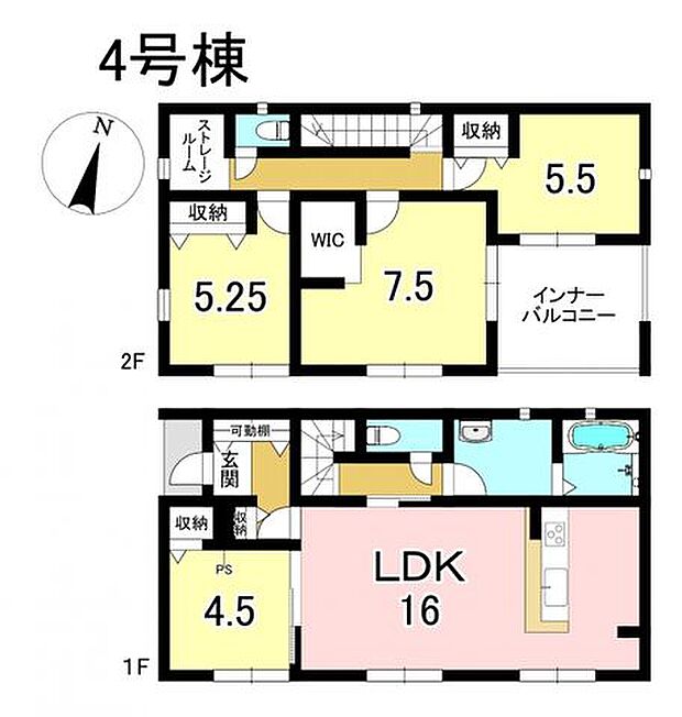 4号棟　4LDK+S　土地面積225.12m2　建物面積107.65m2