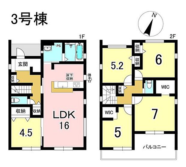 3号棟　5LDK+S　土地面積252.75m2　建物面積106.00m2