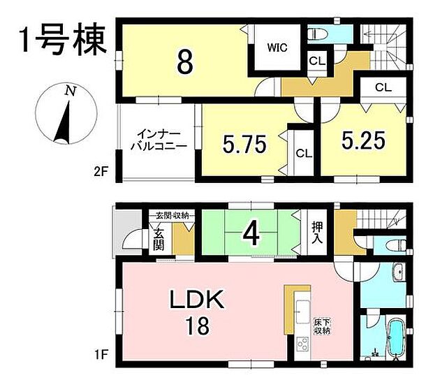1号棟　4LDK+S　土地面積198.85m2　建物面積98.01m2