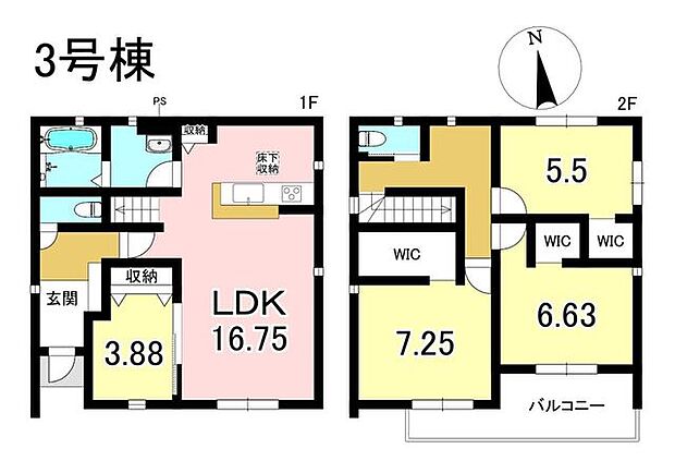 3号棟　4LDK+S　土地面積243.88m2　建物面積100.83m2