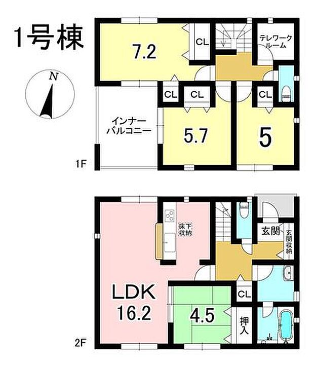 1号棟　4LDK+S　土地面積278.32m2　建物面積106.10m2