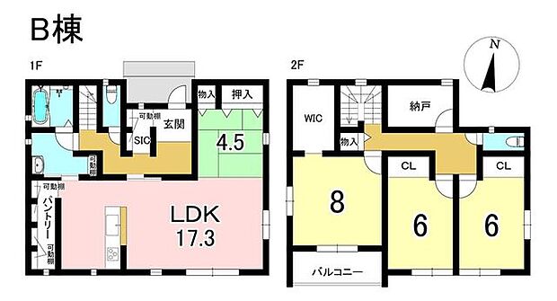 B棟 4LDK+S 土地面積205.72m2 建物面積126.70m2