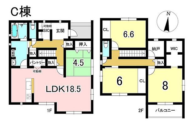 C棟 4LDK+S 土地面積209.11m2 建物面積128.89m2