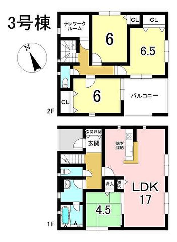 3号棟 4LDK+S 土地面積207.80m2 建物面積98.41m2