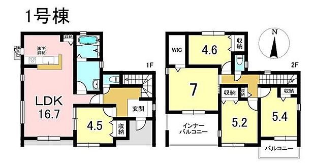 1号棟　5LDK+S　土地面積369.33m2　建物面積114.28m2
