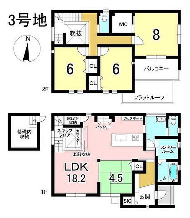 2号地 4LDK+S 土地面積215.15m2 建物面積115.09m2