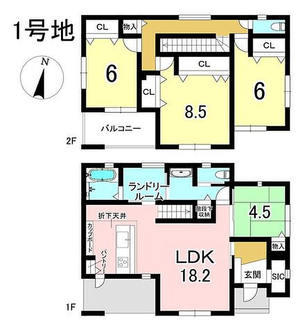 1号地 4LDK+S 土地面積215.24m2 建物面積115.10m2