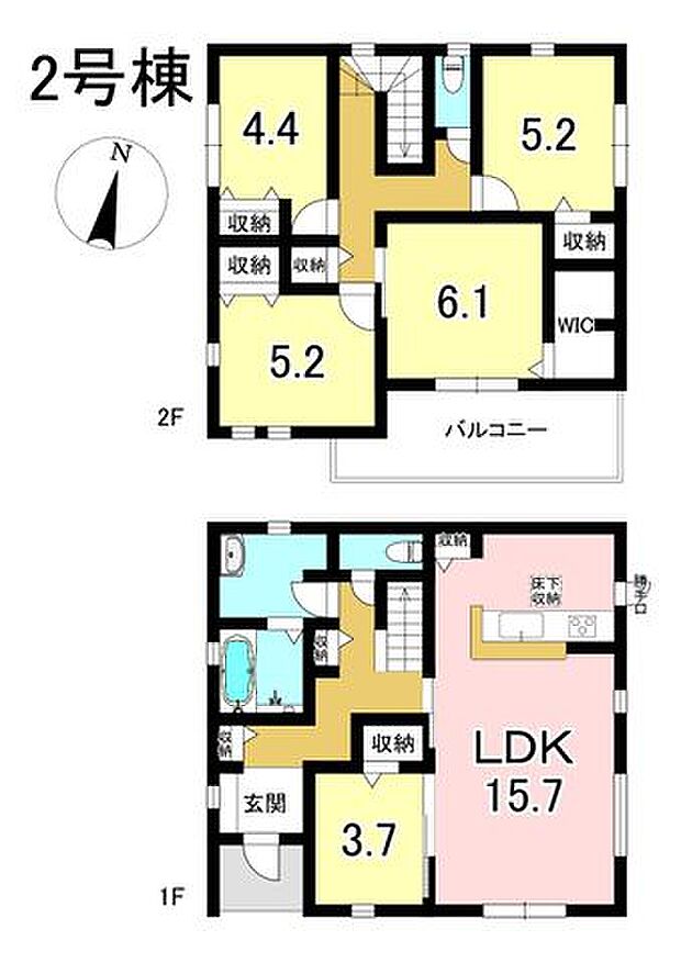 2号棟 5LDK+S 土地面積220.86m2 建物面積106.00m2