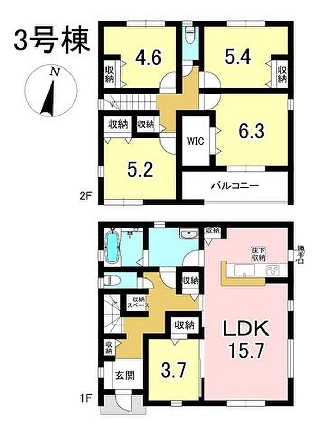 3号棟 5LDK+S 土地面積165.18m2 建物面積111.79m2
