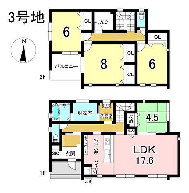 3号地 4LDK+S 土地面積216.20m2 建物面積116.33m2