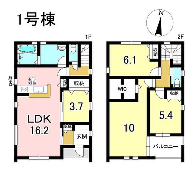 1号棟　4LDK+S　土地面積146.34m2　建物面積105.57m2
