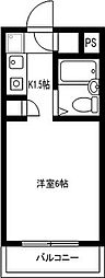 陣屋ハイツ ワンルームの間取図画像
