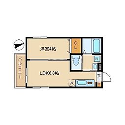 JR総武線 東中野駅 徒歩6分の賃貸マンション 3階1DKの間取り