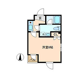 東京メトロ丸ノ内線 中野新橋駅 徒歩3分の賃貸マンション 2階1Kの間取り