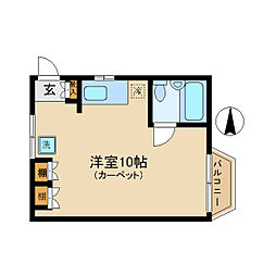 東京メトロ丸ノ内線 中野新橋駅 徒歩10分の賃貸マンション 2階ワンルームの間取り