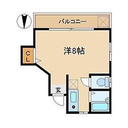 クレセントフラッツ ワンルームの間取図画像