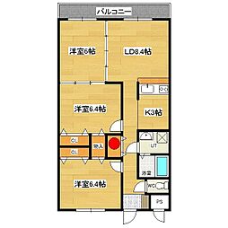 フェイマスKITAMI　3番館 2階3LDKの間取り