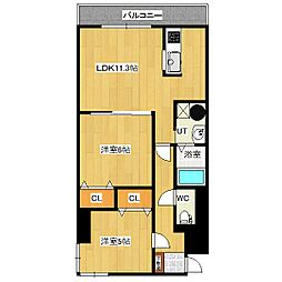 ソシオ山下通り 6階2LDKの間取り