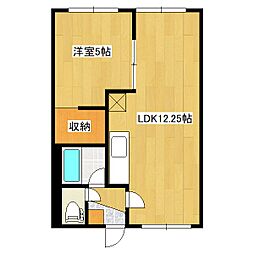 コーポラスエリート 2階1LDKの間取り