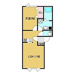 プレンティーB棟 1階1LDKの間取り