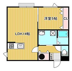 ラ・パルフェド　ルーエ 1階1LDKの間取り