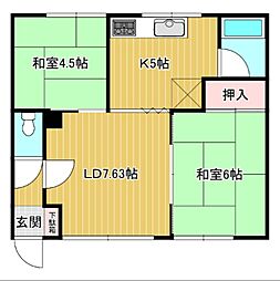 コーポ西町 2階2LDKの間取り