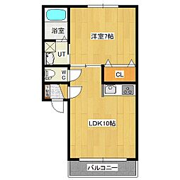 サンクレスト東三輪 1階1LDKの間取り