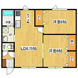 ラポール 2階2LDKの間取り