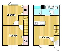スーパーハイム北上 2階2LDKの間取り