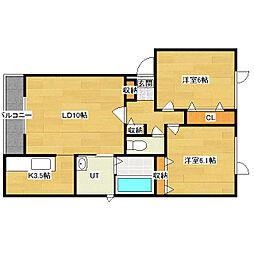 Bonheur（ボナール） 1階2LDKの間取り