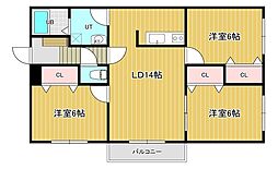 ラピュタハイツ 2階3LDKの間取り