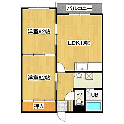 ロイヤルシャトー静 5階2LDKの間取り