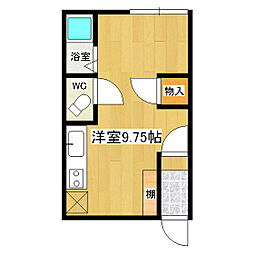 せのハイツ5 2階ワンルームの間取り