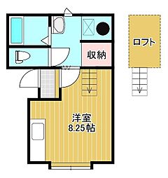 メゾネット三輪 2階ワンルームの間取り