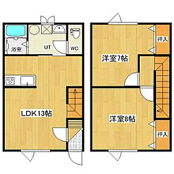 スーパーハイム西富B 1階2LDKの間取り