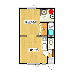 コーポあにえす 2階1DKの間取り