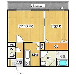 シャイニングラピュタ 1階1LDKの間取り