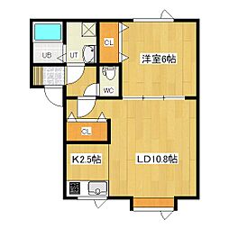 ナセール高栄 1階1LDKの間取り