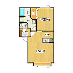 プランタン 1階1LDKの間取り
