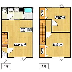 スーパーハイム光西A 2LDKの間取り