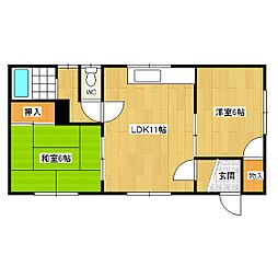 JR石北本線 西北見駅 4kmの賃貸一戸建て 2LDKの間取り