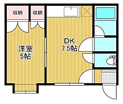 ビューハイツターフ2 1DKの間取図画像