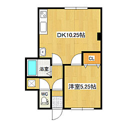 夕陽ケ丘ハイツ 1LDKの間取図画像