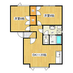ハピネス北光2 2LDKの間取図画像