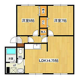 コーポラスAYA 2LDKの間取図画像