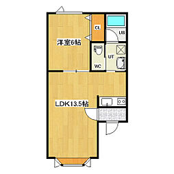 スペースアロー 1LDKの間取図画像