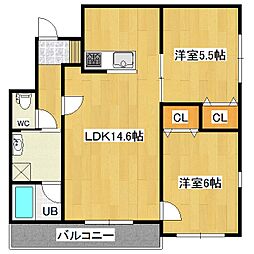 CrestPalace 2LDKの間取図画像
